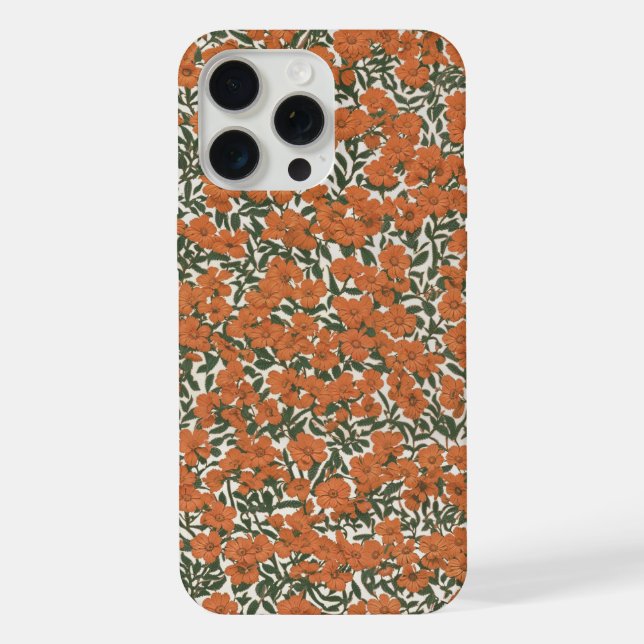 Coque iPhone dessin de petites fleurs orange (Verso)