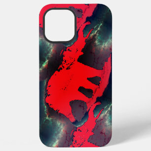 Coque iPhone 12 Pro Max Dessin d'éléphant rouge abstrait, effet très rusti