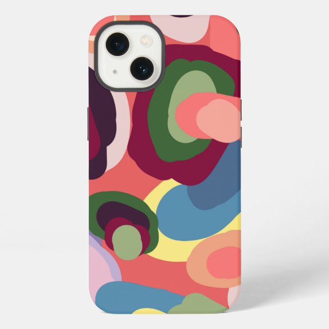 Coque iPhone Dessin géométrique coloré (Verso)
