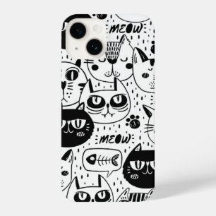 Coque Pour iPhone 14 Dessin graphique amusant Comic Livre Chats Kittens