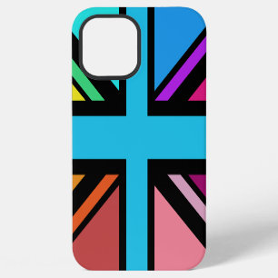 Coque iPhone 12 Pro Max Dessin Union Jack/Drapeau Multicolore+Noir