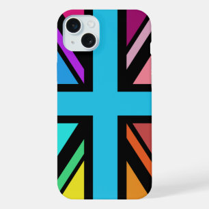 Coque iPhone 15 Plus Dessin Union Jack/Flag multicolore+noir