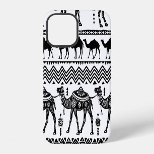 Coque iPhone 12 Dessins de chameaux décoratifs en motif continu