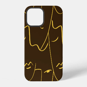 Coque iPhone 12 Dessins de visages en une ligne continue