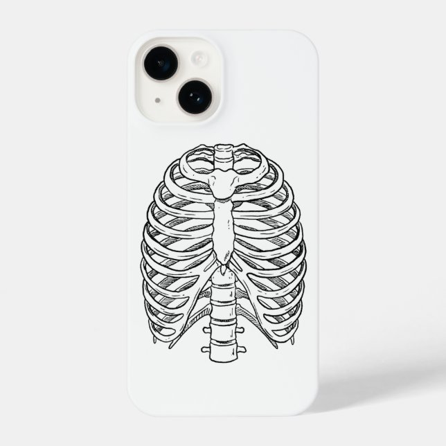Coque iPhone Detailed Rib Cage Anatomy Line Art (Verso)