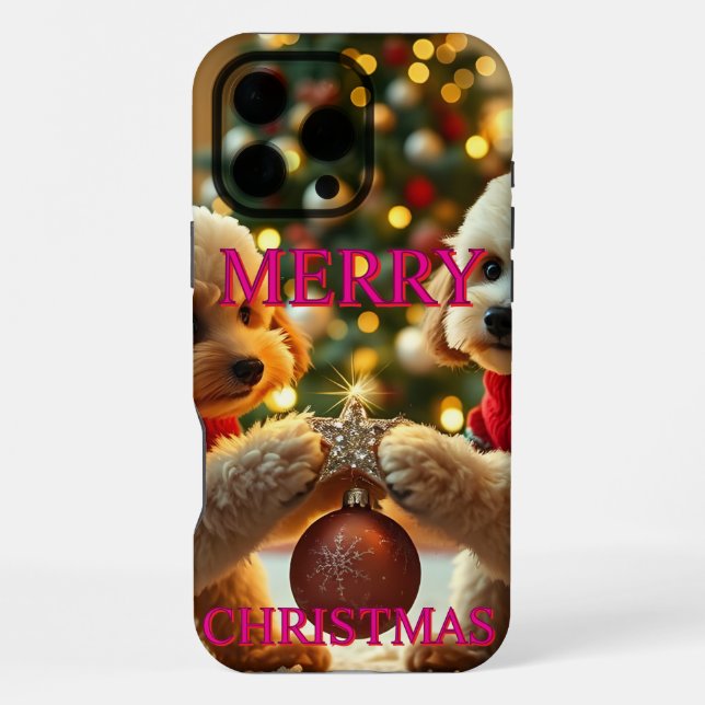 COQUE iPhone DEUX CANICHE FÊTANT NOËL (Verso)