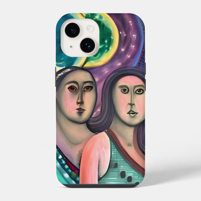 Coque iPhone Deux femmes sous la lune (Verso)