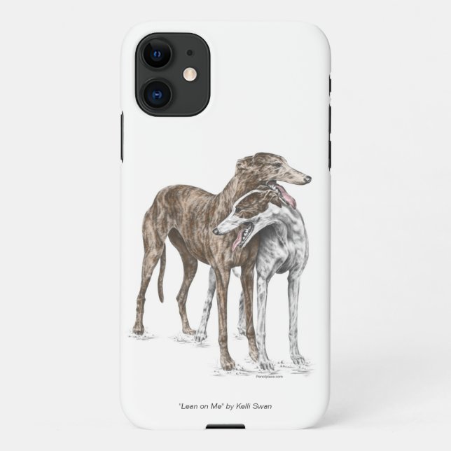 Coque iPhone Deux Greyhound Friends Dog Art (Dos)