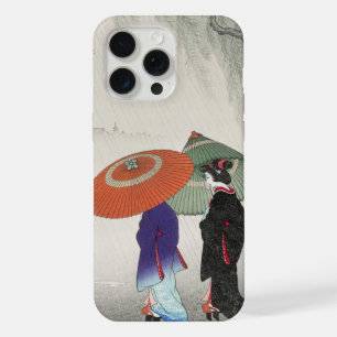 Coque iPhone 15 Pro Max Deux Japonaises vintages sous la pluie Ohara Koson