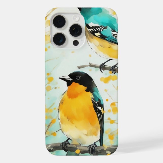Coque iPhone Deux oiseaux assis sur la branche de l'arbre (Verso)