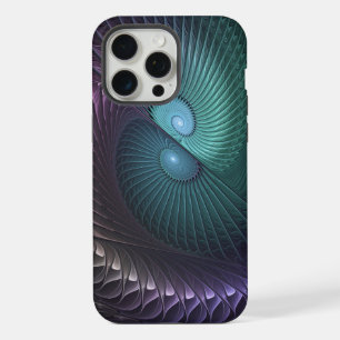 Coque iPhone 15 Pro Max Deux spirales colorées art fractal abstrait modern