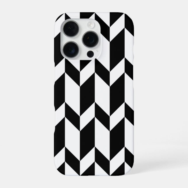 Coque iPhone Deux tons gras Chevron Flèche Rayure Noir & Blanc (Verso)