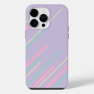 Coque Pour Pour iPhone 14 Pro Max Diagonales - Rose Pastel, Jaune, Violet et Vert