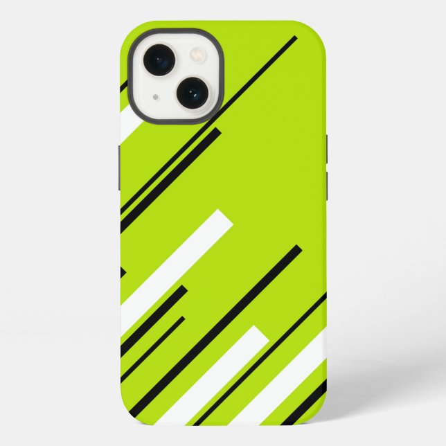 Coque iPhone Diagonales - Vert Citron (Verso)