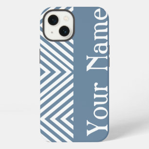 Etui iPhone 13 Diamant Chevron Gris Français avec nom @ Emporiomo