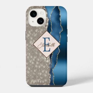 Coque Pour iPhone 14 Diamants modernes d'âge bleu Indigo