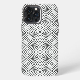 Etui iPhone 13 Pro Max Diamants tribaux noirs Boue Motif africain