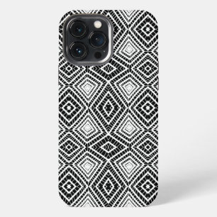 Etui iPhone 13 Pro Max Diamants Tribaux Noirs Tissu Mud Cloth Motif Afric