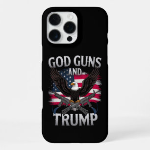 Coque iPhone 16 Pro Max Dieu Armes Et Trump Aigle Drapeau Américain Vintag