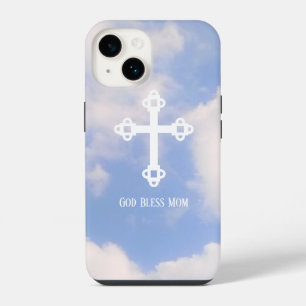 Coque Pour iPhone 14 Dieu bénisse la croix de maman dans le ciel Fête d