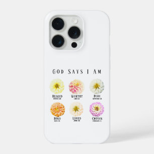 Coque iPhone 15 Pro Dieu dit que je suis une affirmation biblique flor
