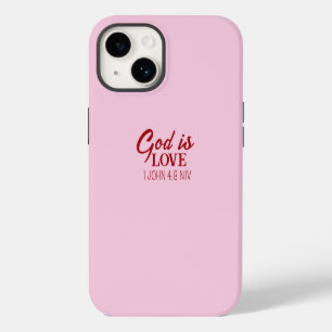 Coque Pour iPhone 14 Dieu est Verset Biblique Foi Chrétienne Rose