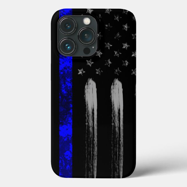 Coque iphone d'indicateur Grunge Ligne Bleue Pro (Verso)