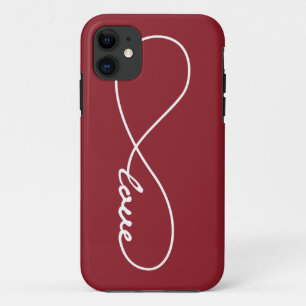 Coque iphone d'infinité d'amour rouge et blanc