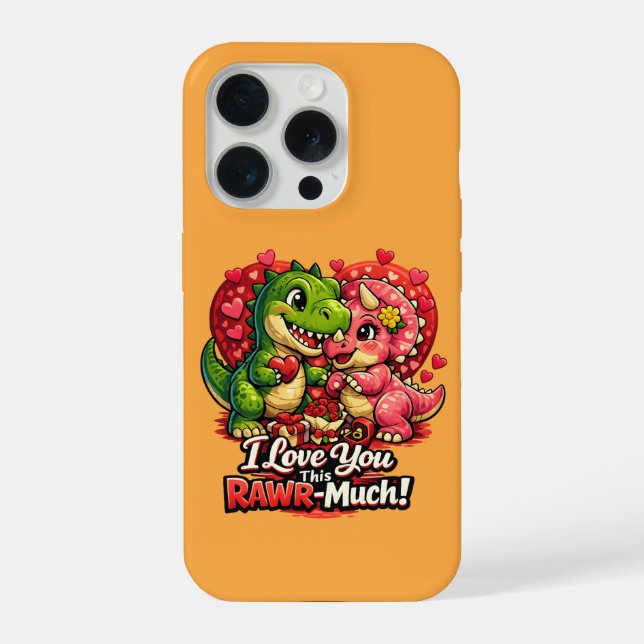 Coque iPhone Dino Hearts Rawr Much Valentine,Couple Anniversary (Verso)
