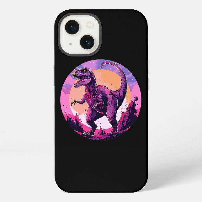 Coque iPhone Dinosaure Alien Vintage dans l'Espace (Verso)