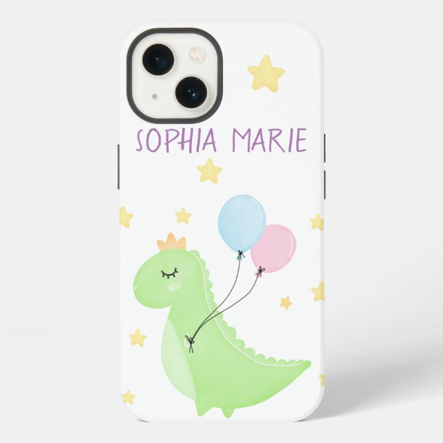 Coque iPhone Dinosaure avec Ballons  (Verso)