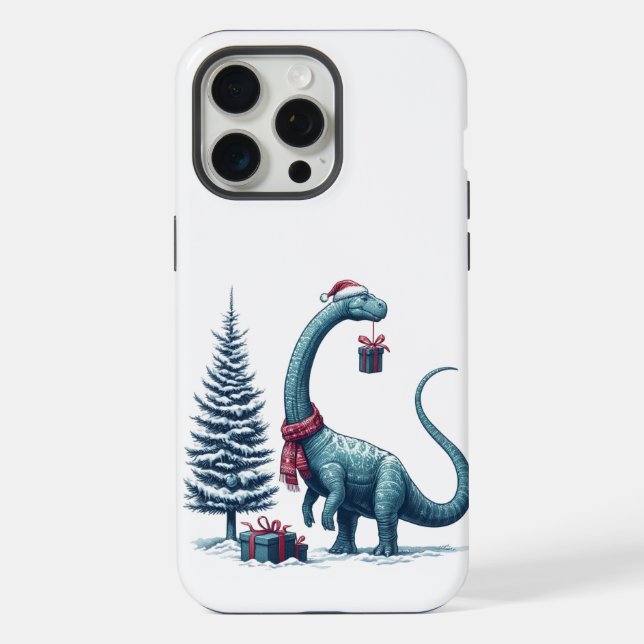 Coque iPhone dinosaure Brontosaurus de Noël (Verso)