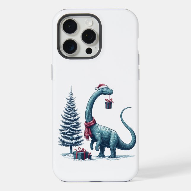 Coque iPhone dinosaure Brontosaurus de Noël (Verso)