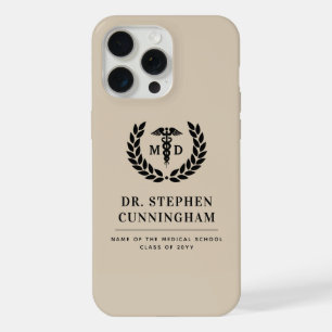 Coque iPhone 15 Pro Max Diplômé de médecine moderne MD Promotion de l'écol