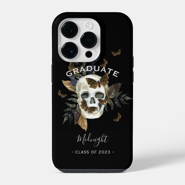 Coque iPhone Diplômé Tête de Mort Gothique  (Verso)