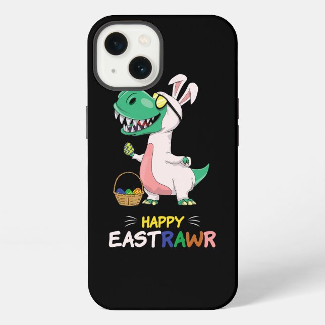 Coque iPhone Dire salutations dinosaure lapin œuf Joyeuses Pâqu (Verso)