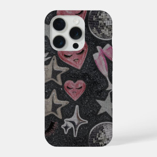 Coque iPhone 15 Pro Disco Hearts Phone Case – Chic Glam Style
