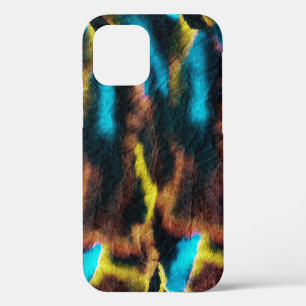 Coque iPhone 12 Disco Ikat Motif. Arrière - plan d'art sale coloré