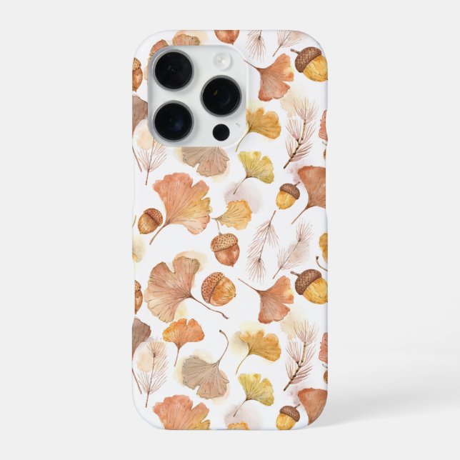 Coque iPhone Dispersion botanique de feuille de ginkgo et de gl (Verso)