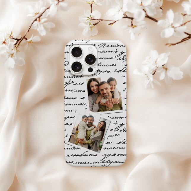 Coque iPhone Disposition de 2 photos personnalisées avec écritu (Créateur téléchargé)