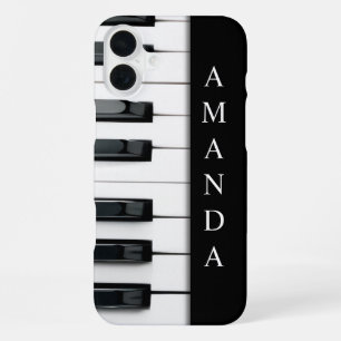 Coque iPhone 16 Plus Disposition élégante des touches de piano avec nom