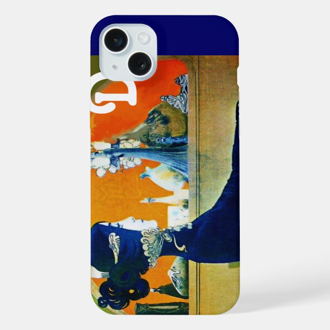 COQUE iPhone DIVA EN BLEU, MODE MONOGRAMME (Verso)