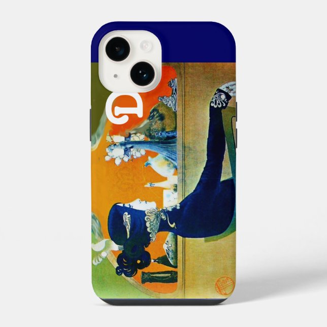 COQUE iPhone DIVA EN BLEU, MONOGRAMME DE MODE BEAUTÉ (Verso)