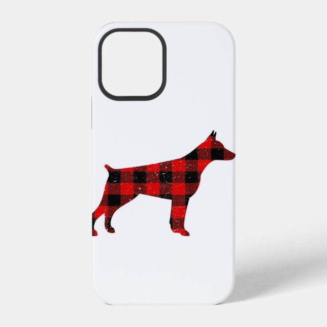 Coque iPhone Doberman à carreaux de Noël Buffalo (Verso)