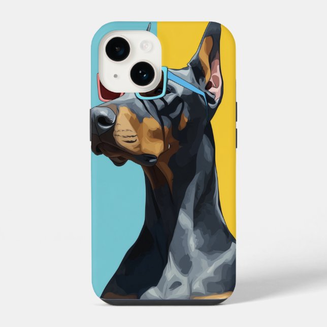 Coque iPhone Doberman cool avec des lunettes de soleil (Verso)