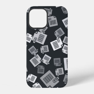 Coque iPhone 12 Document de fichier XLS gris. Icône de bouton de t