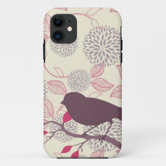 coque iphone d'oiseaux et de fleurs