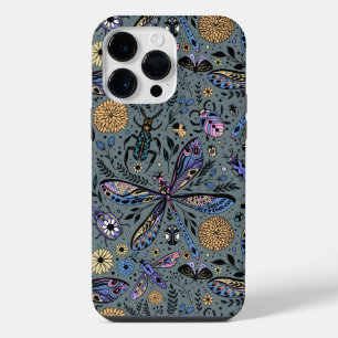 Coque Pour Pour iPhone 14 Pro Max Doodle bugs sur gris ardoise