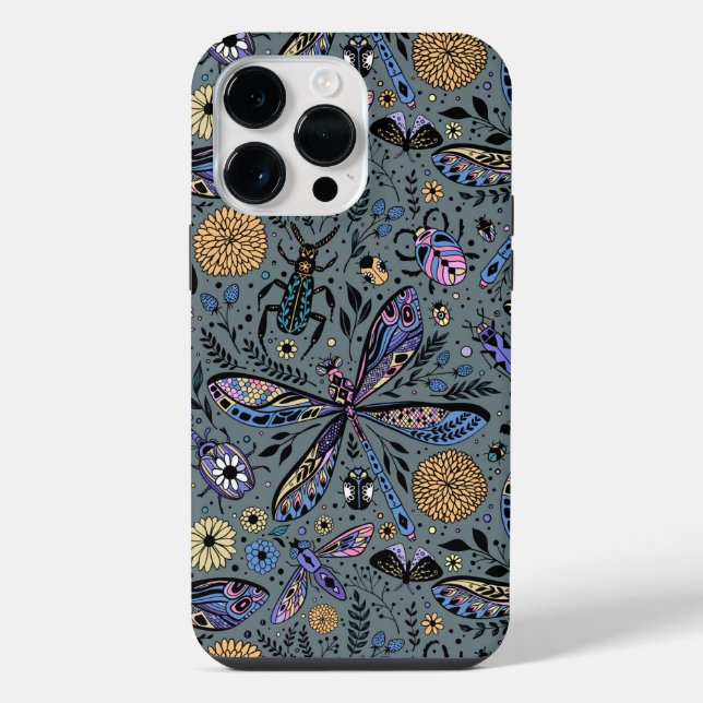 Coque iPhone Doodle bugs sur gris ardoise (Verso)