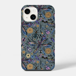 Coque Pour iPhone 14 Doodle bugs sur gris ardoise